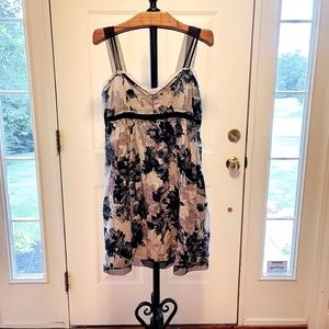 ANN TAYLOR LOFT black floral, empire waist dress